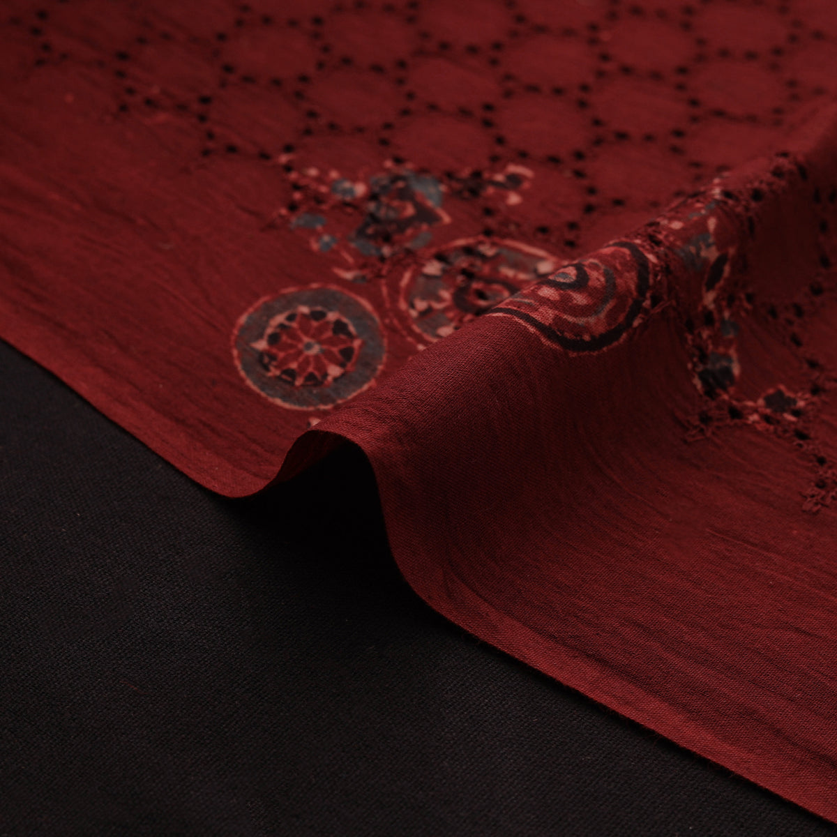 Kutch Hand Block Ajrakh Print Natural Dyed Cotton Hakoba Fabric 20