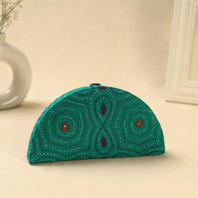 Green Handcrafted Bengal Kantha Work Jewelry Box
