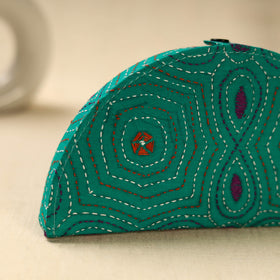 Green Handcrafted Bengal Kantha Work Jewelry Box