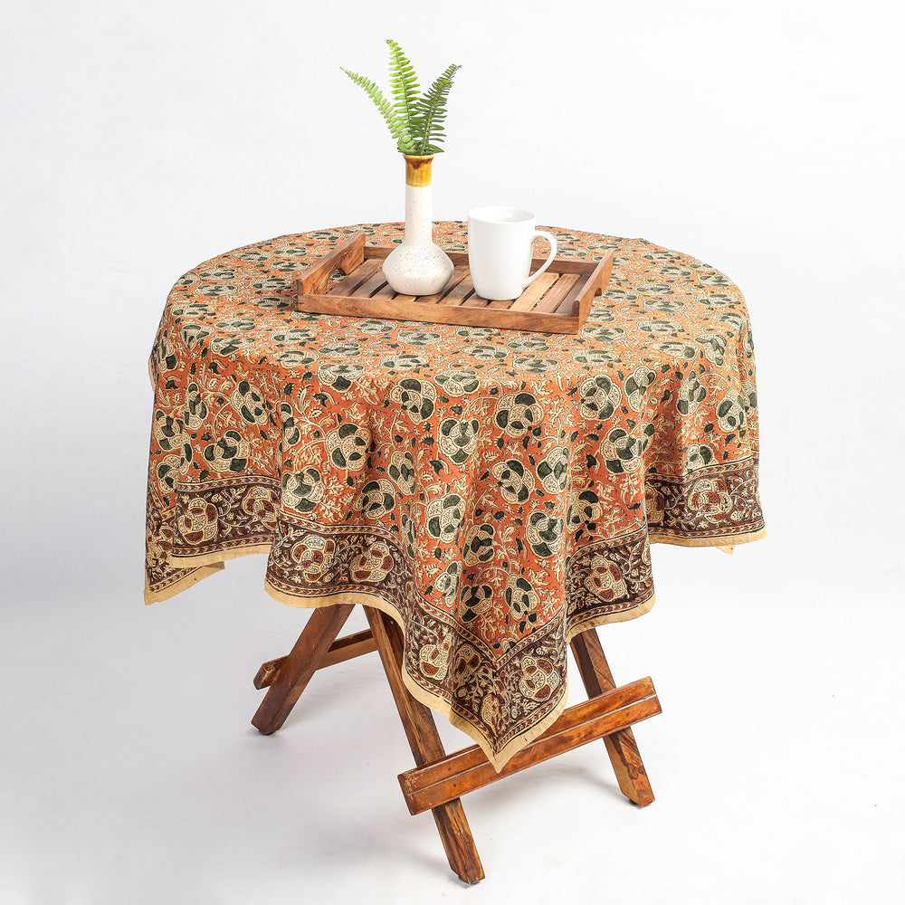 Original Pedana Kalamkari Block Printed Cotton Table Cover (45 x 45 in)