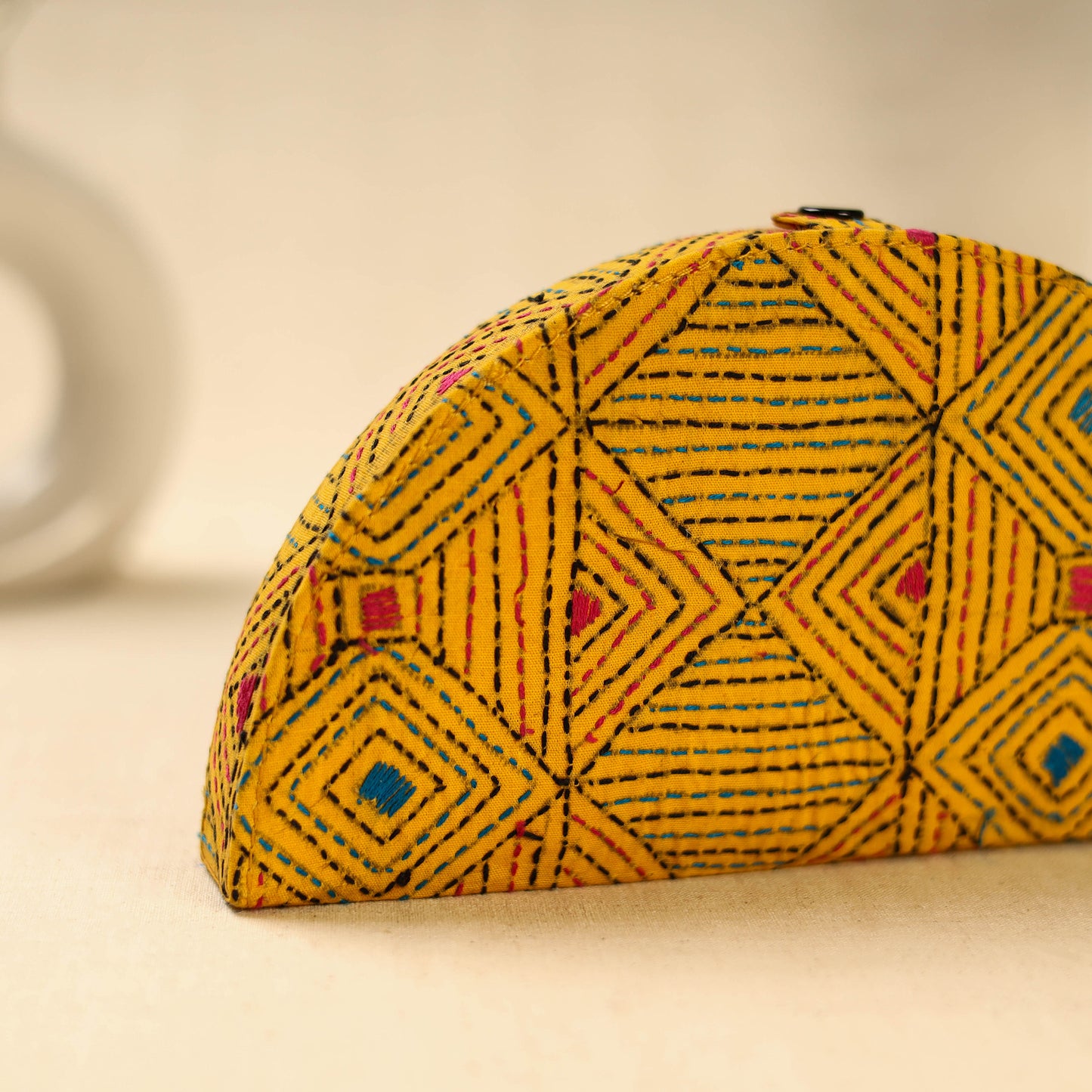 Yellow Handcrafted Bengal Kantha Work Jewelry Box