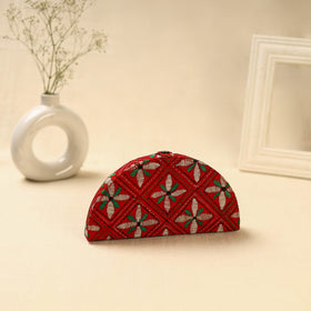 Red Handcrafted Bengal Kantha Work Jewelry Box