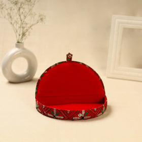Red Handcrafted Bengal Kantha Work Jewelry Box