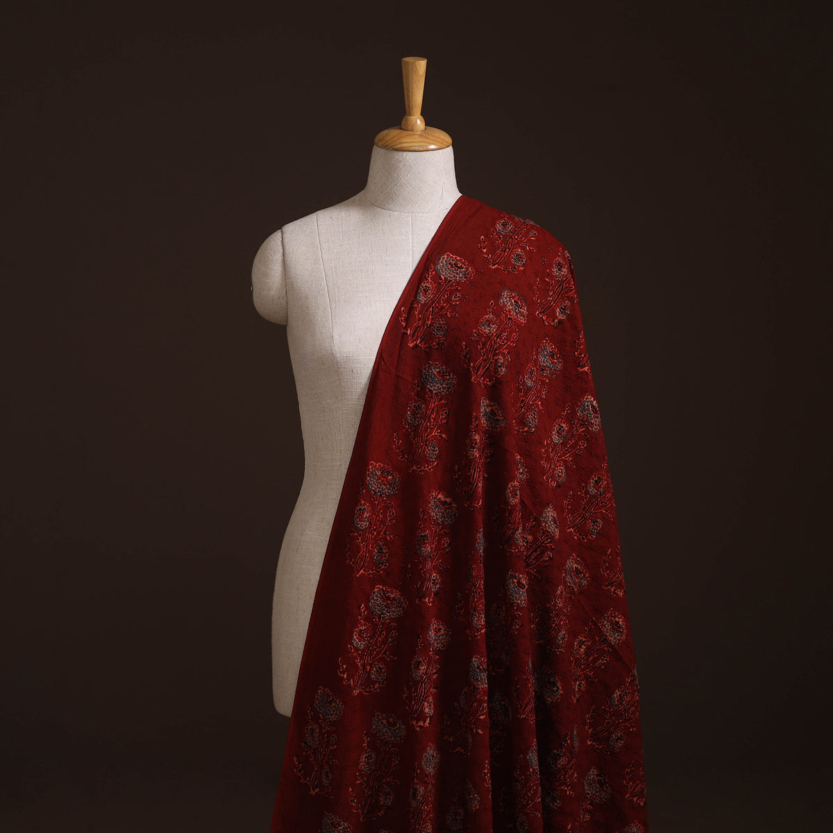Kutch Hand Block Ajrakh Print Natural Dyed Cotton Hakoba Fabric 17