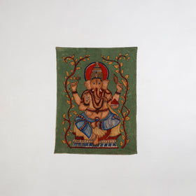 Srikalahasti Kalamkari Art Wall Hanging with Lord Ganesha Motif by Ghanshyam Sarode (35 x 34 in) 12