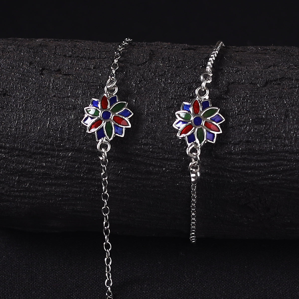 Handcrafted Meenakari Bhaiya Bhabhi Rakhi Set with Coir Box 87