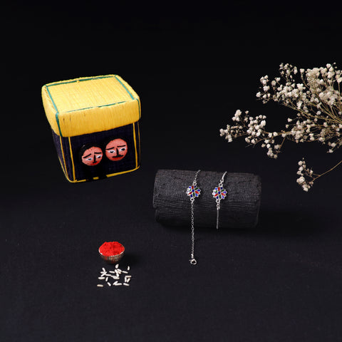 Handcrafted Meenakari Bhaiya Bhabhi Rakhi Set with Coir Box 87