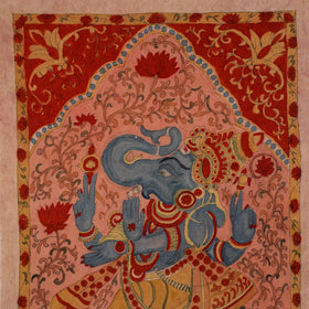 Srikalahasti Kalamkari Art Wall Hanging with Lord Ganesha Motif by Ghanshyam Sarode (52 x 33 in) 03