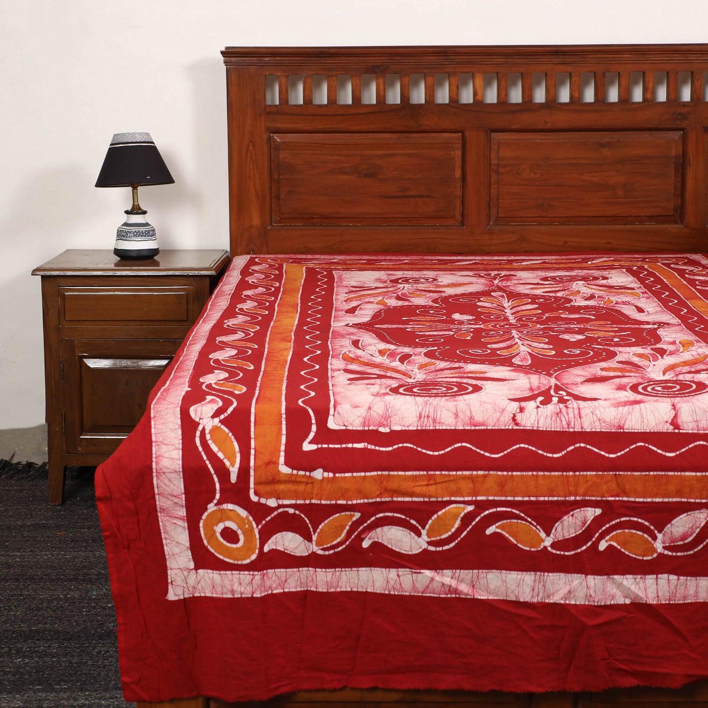 Red - Hand Batik Printed Cotton Single Bed Cover (96 x 59 in) 61