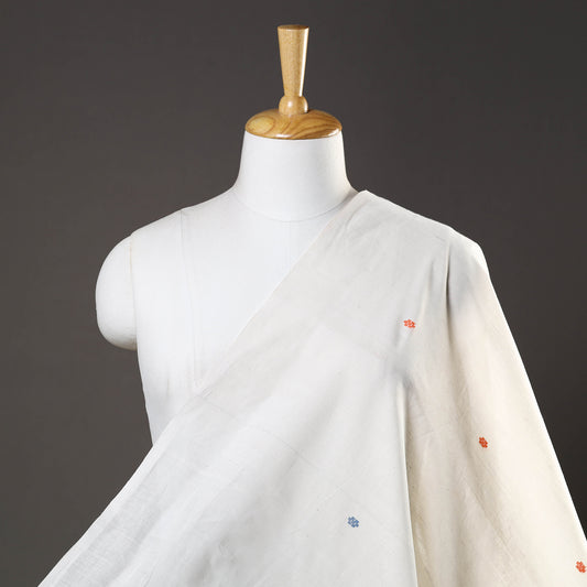 White - Mangalagiri Handloom Cotton Thread Buti Fabric