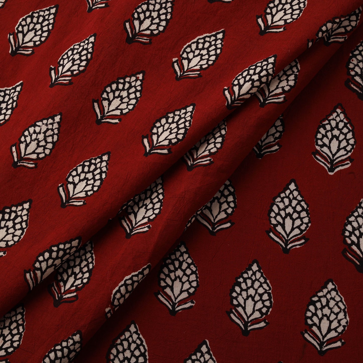 Maroon - Bagh Hand Block Print Natural Dyed Cotton Fabric 06
