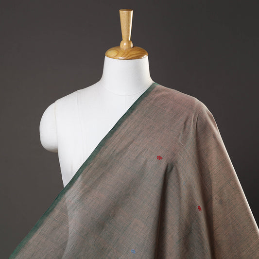 Brown - Mangalagiri Handloom Cotton Thread Buti Fabric