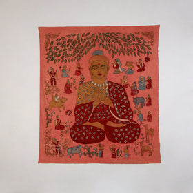 Srikalahasti Kalamkari Art Wall Hanging with Lord Buddha Motif by Ghanshyam Sarode (60 x 53 in) 05