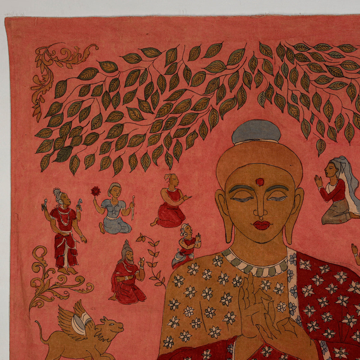 Srikalahasti Kalamkari Art Wall Hanging with Lord Buddha Motif by Ghanshyam Sarode (60 x 53 in) 05