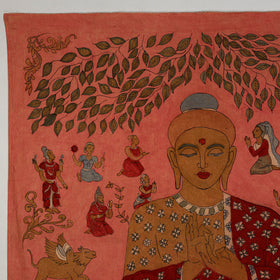 Srikalahasti Kalamkari Art Wall Hanging with Lord Buddha Motif by Ghanshyam Sarode (60 x 53 in) 05