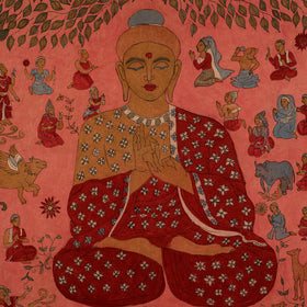 Srikalahasti Kalamkari Art Wall Hanging with Lord Buddha Motif by Ghanshyam Sarode (60 x 53 in) 05