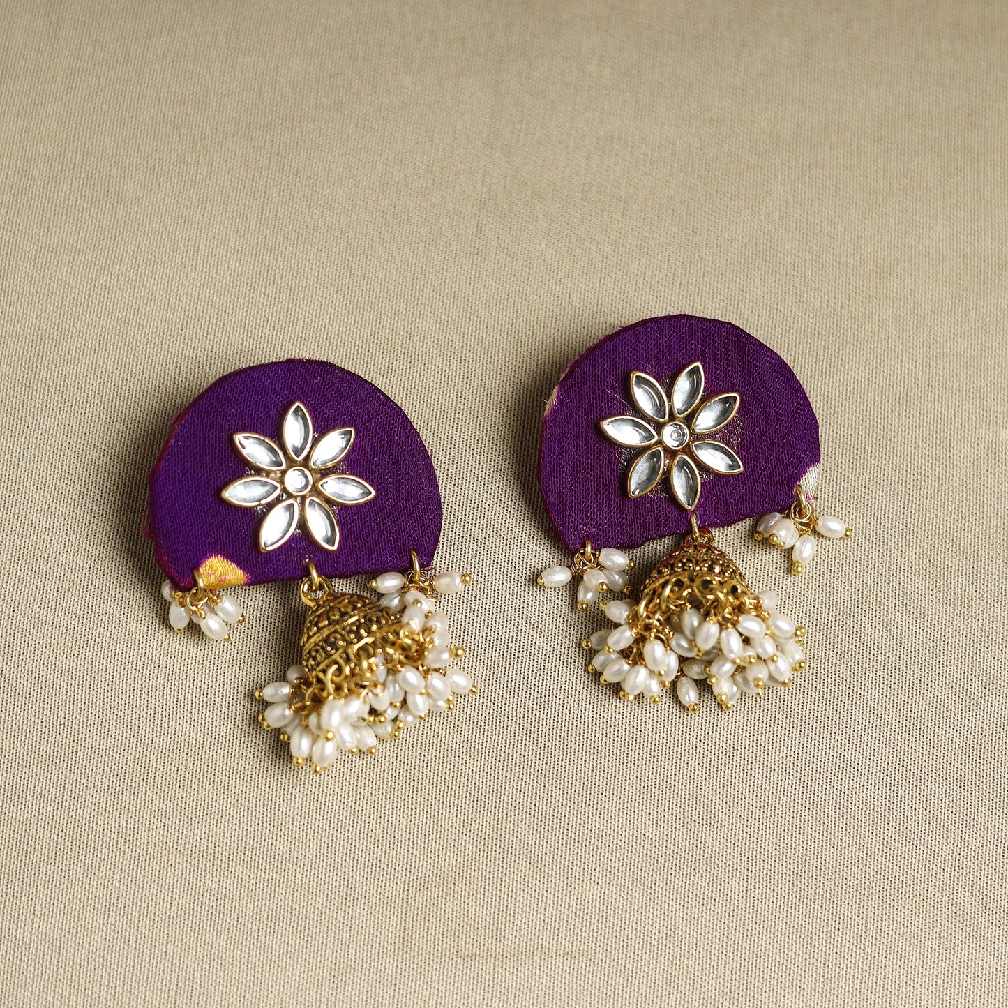 Buy Purple Fabart Pearl & Stone Work Necklace Set