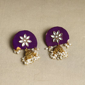 Buy Purple Fabart Pearl & Stone Work Necklace Set