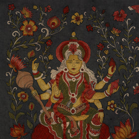 Srikalahasti Kalamkari Art Wall Hanging with Goddess Mata Motif by Ghanshyam Sarode (32 x 26 in) 07