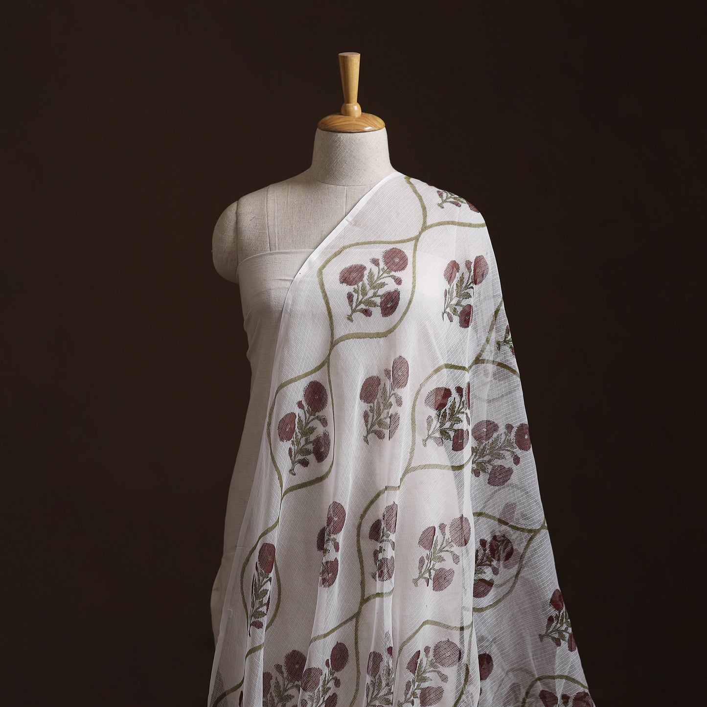 Sanganeri Hand Block Mughal Butta Print Kota Doria Cotton Fabric 16