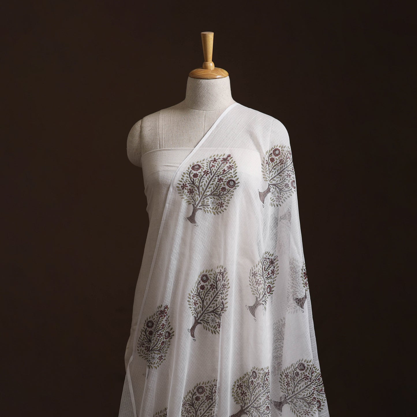 Sanganeri Hand Block Mughal Butta Print Kota Doria Cotton Fabric 15