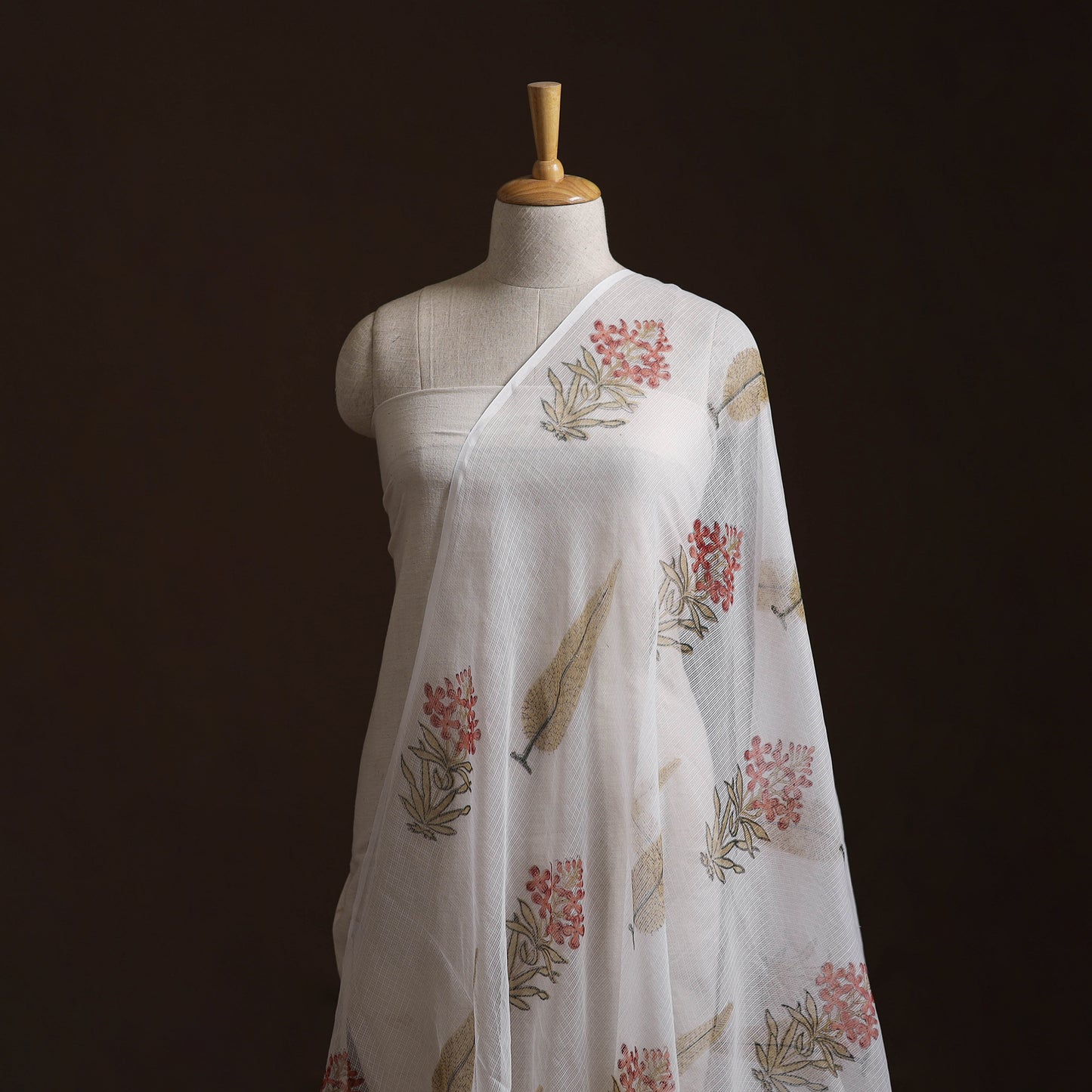 Sanganeri Hand Block Mughal Butta Print Kota Doria Cotton Fabric 14