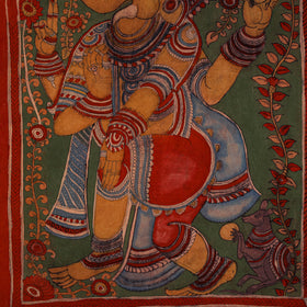 Srikalahasti Kalamkari Art Wall Hanging with Lord Ganesha Motif by Ghanshyam Sarode (53 x 34 in) 09