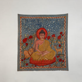 Srikalahasti Kalamkari Art Wall Hanging with Lord Buddha Motif by Ghanshyam Sarode (52 x 46 in) 10