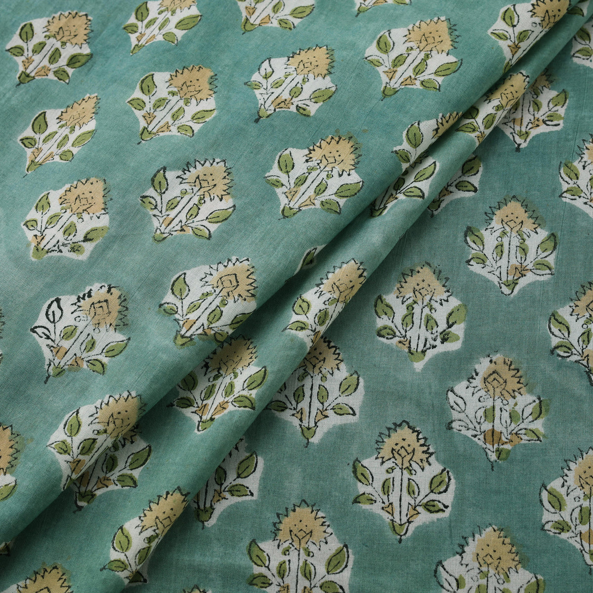 Hand Block Sanganeri Floral Print Cotton Fabric 01