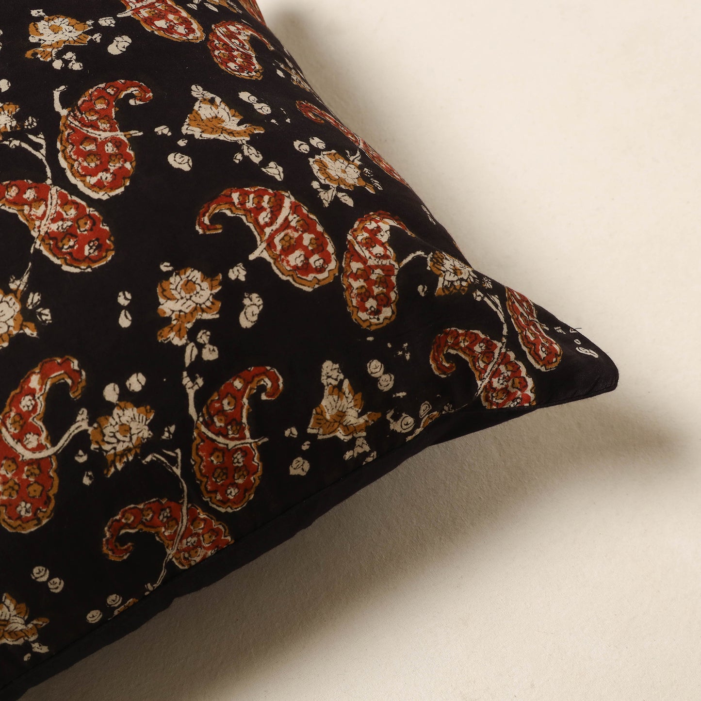 Black - cotton bagru cushion cover 33 - handcrafted
