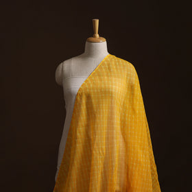 Yellow - Leheriya Tie-Dye Kota Doria Cotton Fabric 06