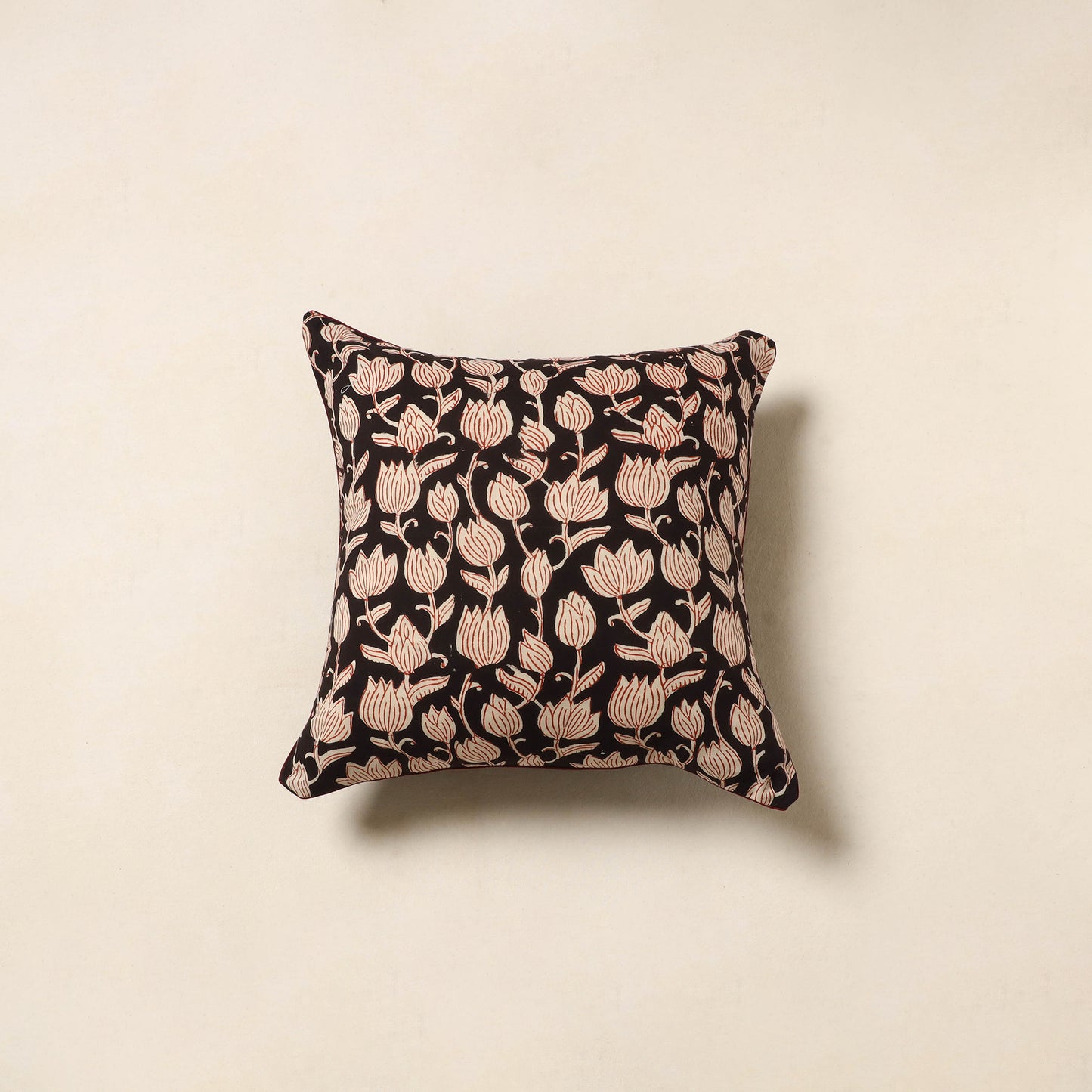 Black - cotton bagru cushion cover 34 - handcrafted