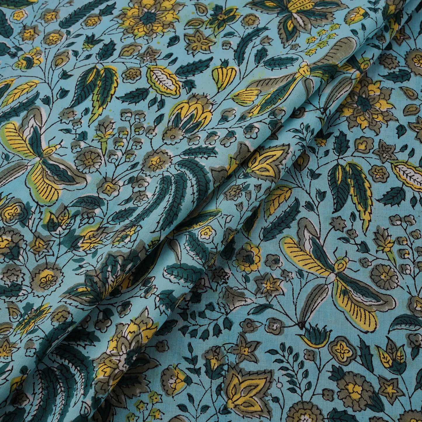 Hand Block Sanganeri Floral Print Cotton Fabric 04