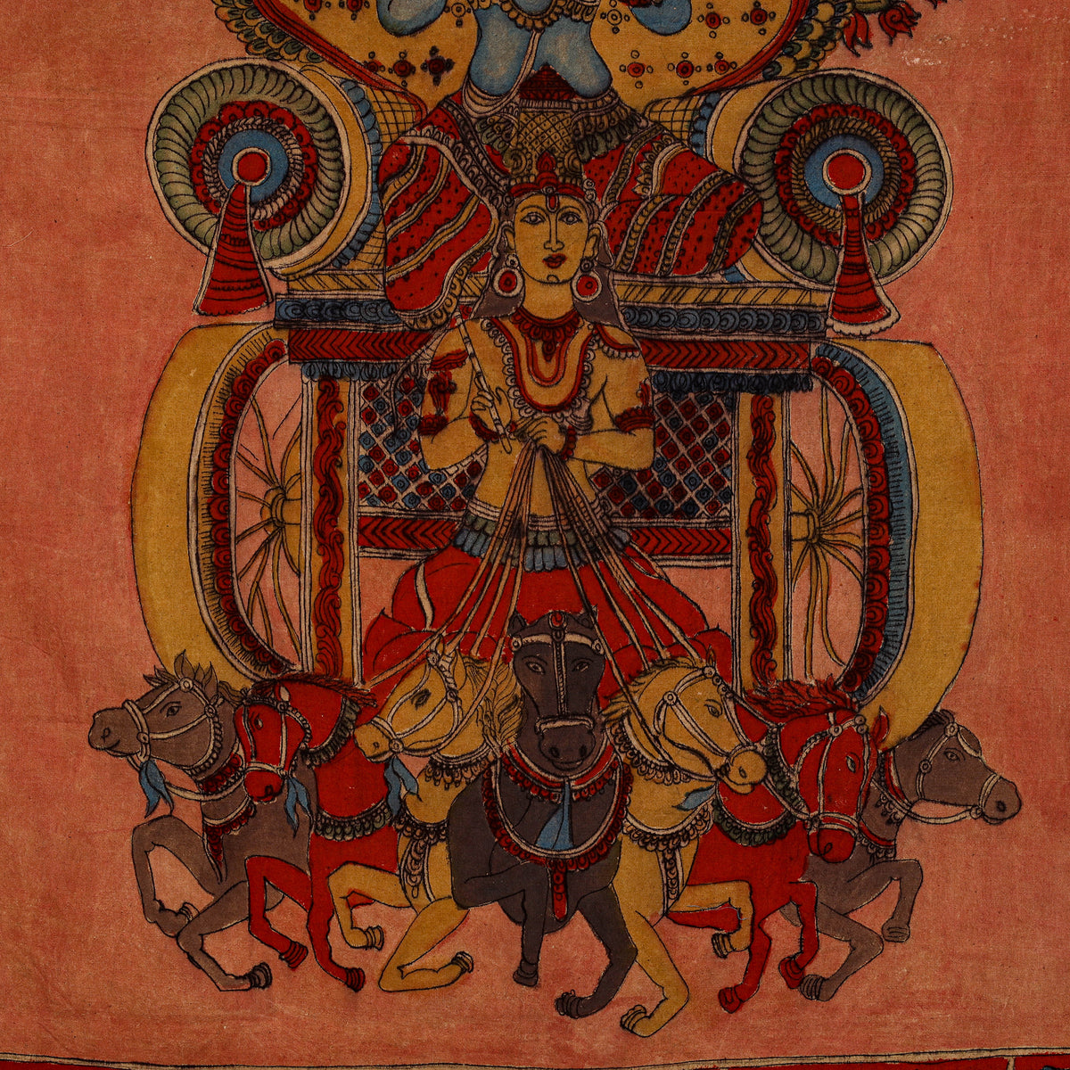 Srikalahasti Kalamkari Art Wall Hanging with Sun God Motif by Ghanshyam Sarode (66 x 48 in) 11