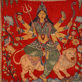 Srikalahasti kalamkari art wall hanging with goddess mata motif by ghanshyam sarode (47 x 44 in)