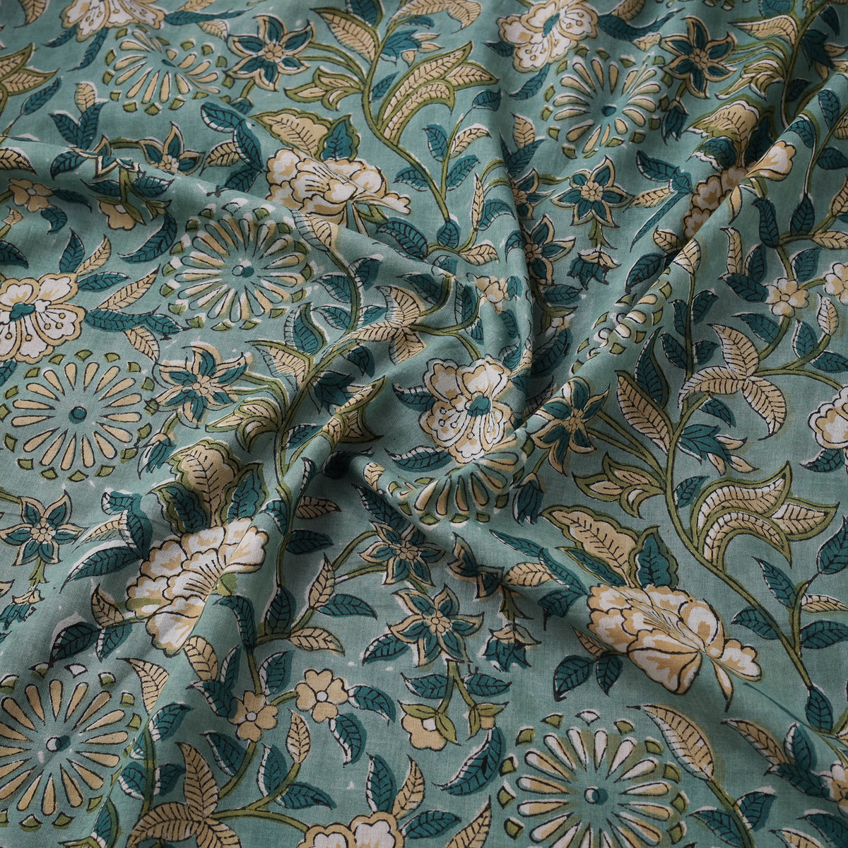 Hand Block Sanganeri Floral Print Cotton Fabric 05