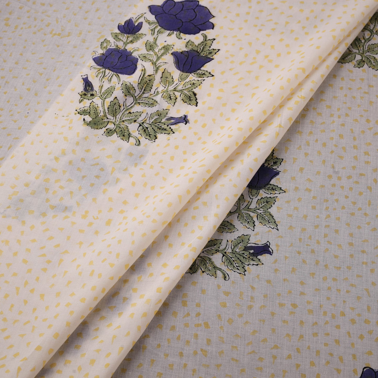 Hand Block Sanganeri Floral Print Cotton Fabric 06
