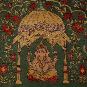 Srikalahasti Kalamkari Art Wall Hanging with Lord Ganesha Motif by Ghanshyam Sarode (26 x 42 in) 14