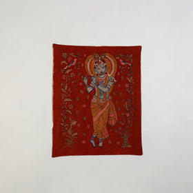 Srikalahasti Kalamkari Art Wall Hanging with Lord Krishna Motif by Ghanshyam Sarode (32 x 26 in) 15