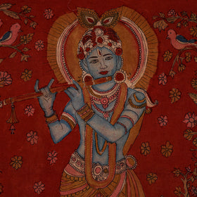 Srikalahasti Kalamkari Art Wall Hanging with Lord Krishna Motif by Ghanshyam Sarode (32 x 26 in) 15