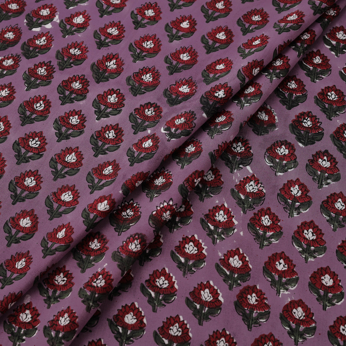 Hand Block Sanganeri Floral Print Cotton Fabric 08