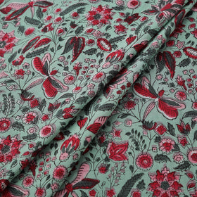 Hand Block Sanganeri Floral Print Cotton Fabric 09