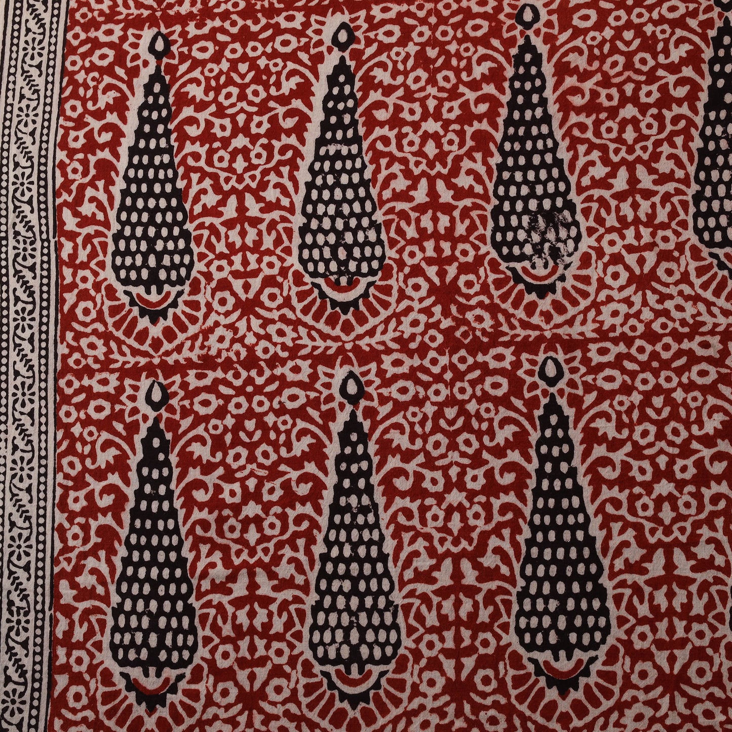 Peach - Red - Bagh Hand Block Print Natural Dyed Cotton Fabric 07