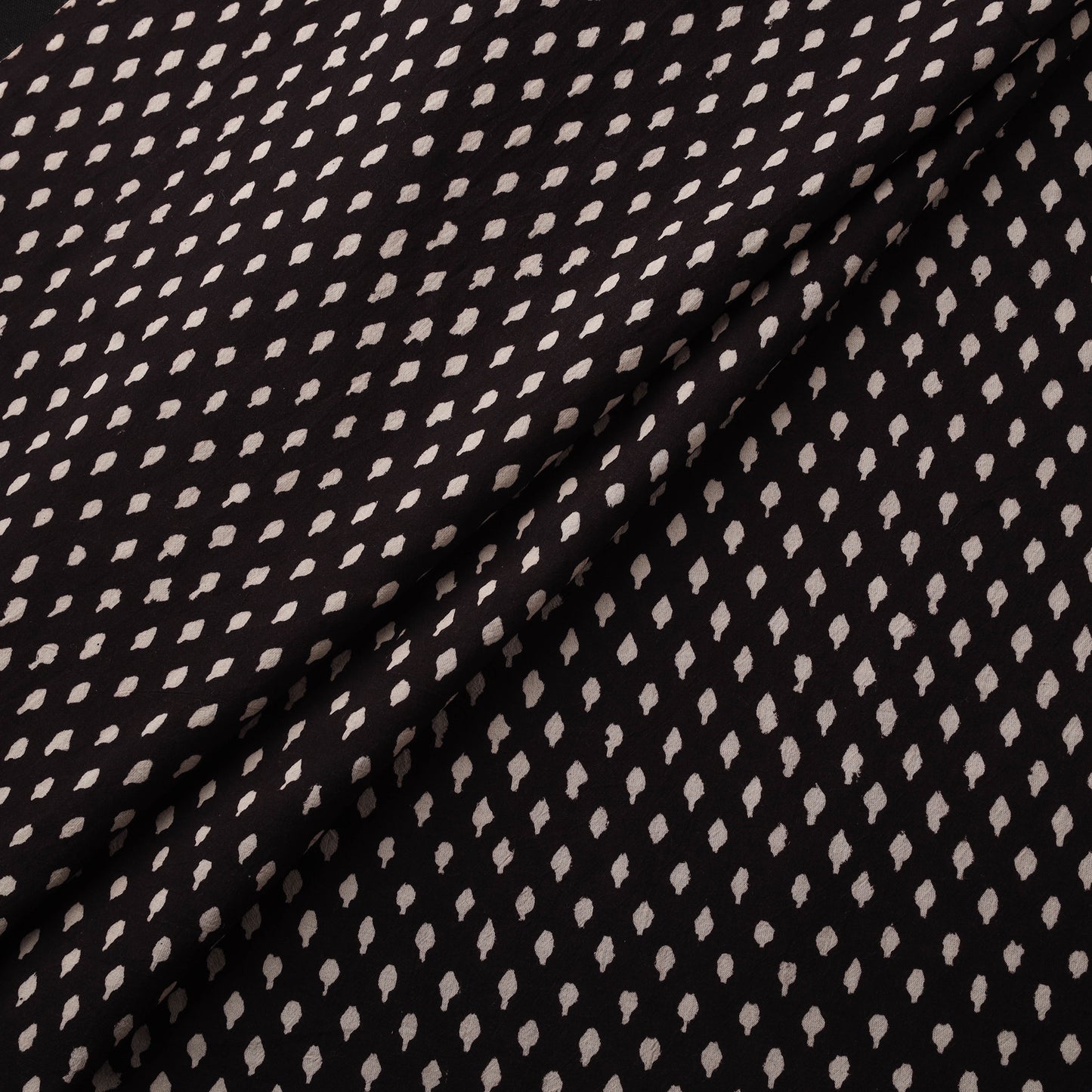 Black - Bagh Hand Block Print Natural Dyed Cotton Fabric 08