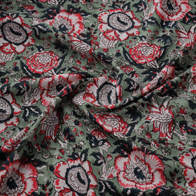 Hand Block Sanganeri Floral Print Cotton Fabric 10