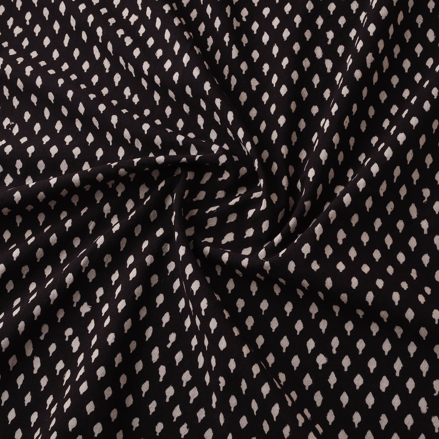 Black - Bagh Hand Block Print Natural Dyed Cotton Fabric 08