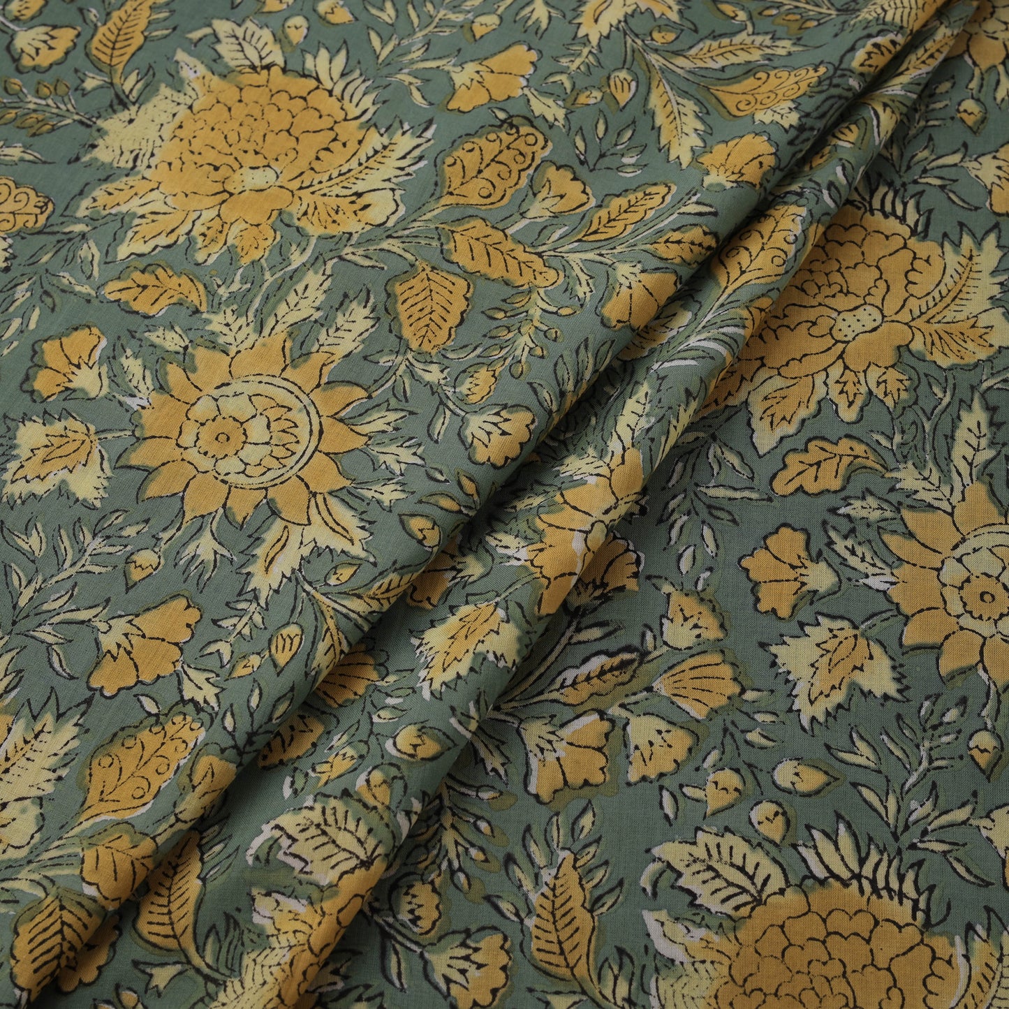 Hand Block Sanganeri Floral Print Cotton Fabric 11