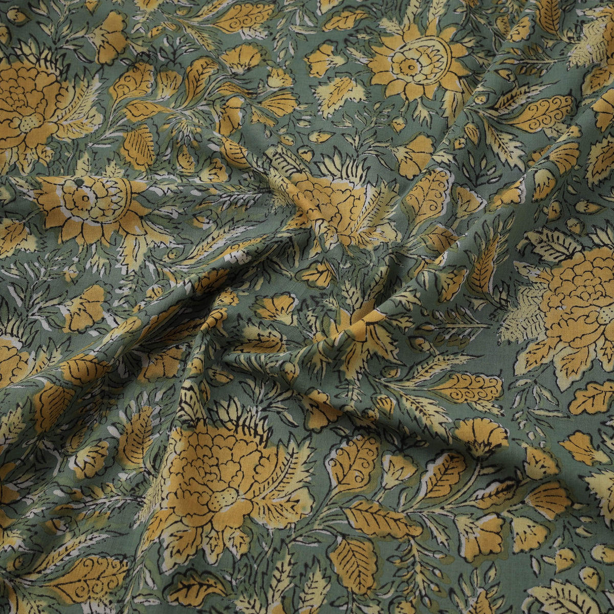 Hand Block Sanganeri Floral Print Cotton Fabric 11