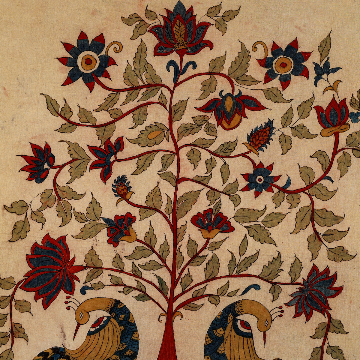 Srikalahasti Kalamkari Art Wall Hanging with Tree of life Motif by Ghanshyam Sarode (55 x 44 in) 19