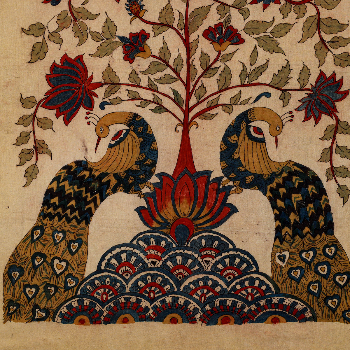 Srikalahasti Kalamkari Art Wall Hanging with Tree of life Motif by Ghanshyam Sarode (55 x 44 in) 19